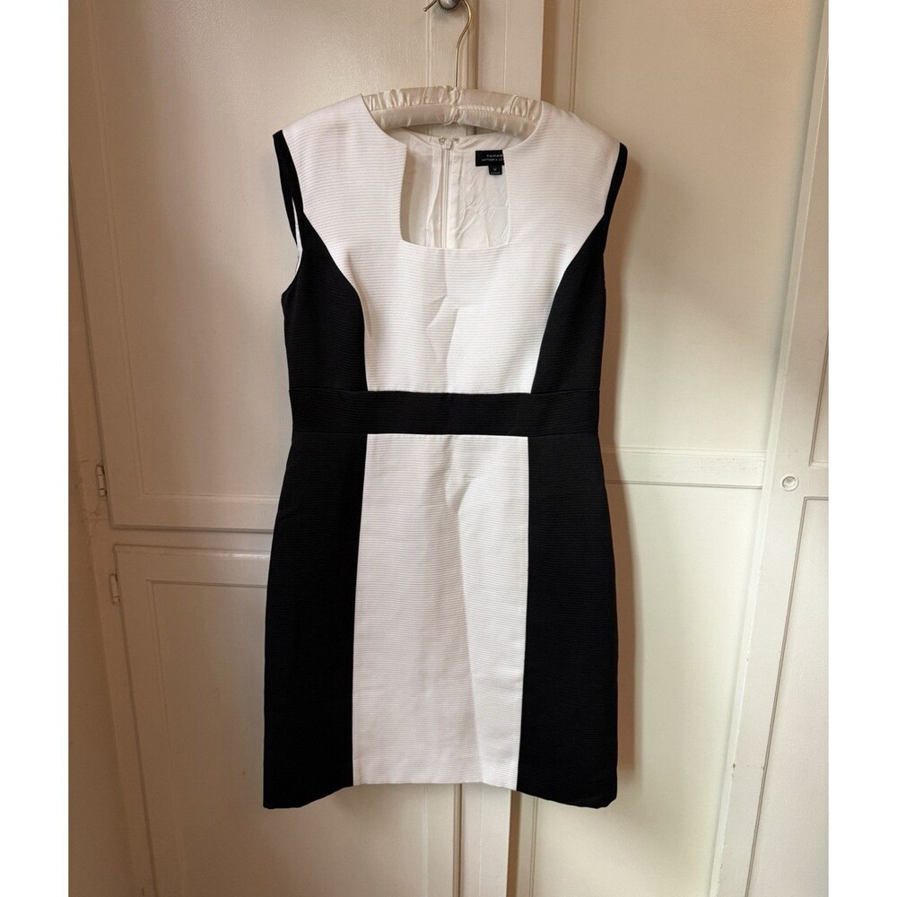 Tahari Arthur S Levine Black White Colorblock Sheath Dress - Size 12